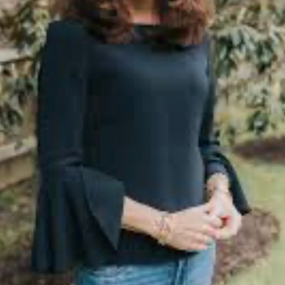 Halogen Black Flared Sleeve Blouse - Picture 1 of 10